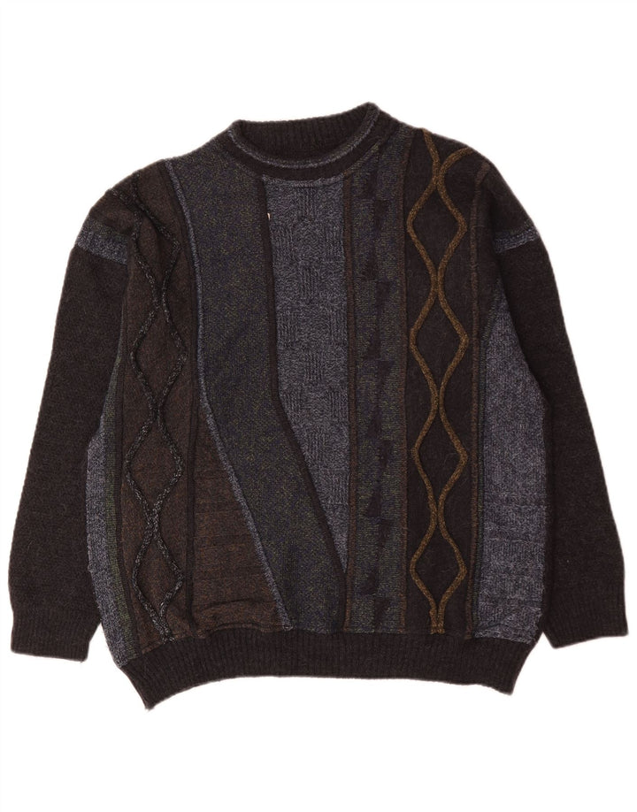 Vintage Mens Turtle Neck Jumper Sweater Medium Multicoloured Geometric