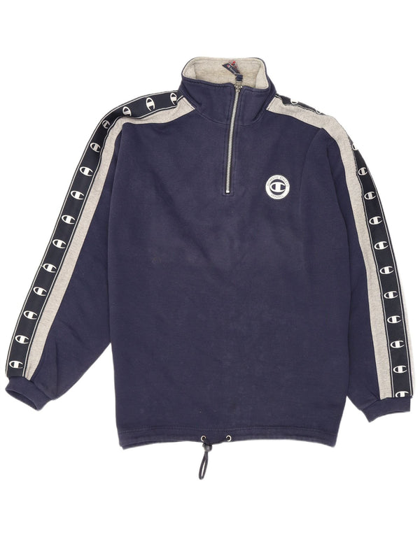 Champion Mens Graphic Sweatshirt Jumper Medium Navy Blue Colourblock