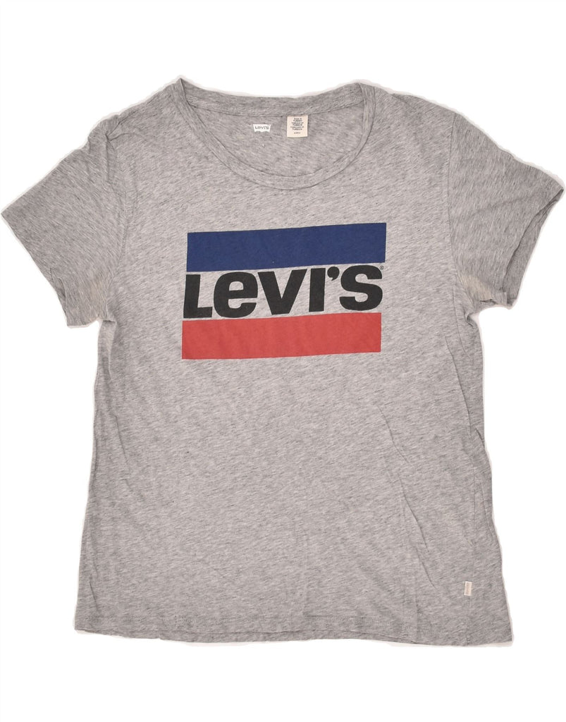 LEVI'S Womens Graphic T-Shirt Top UK 12 Medium Grey | Vintage Levi's | Thrift | Second-Hand Levi's | Used Clothing | Messina Hembry 