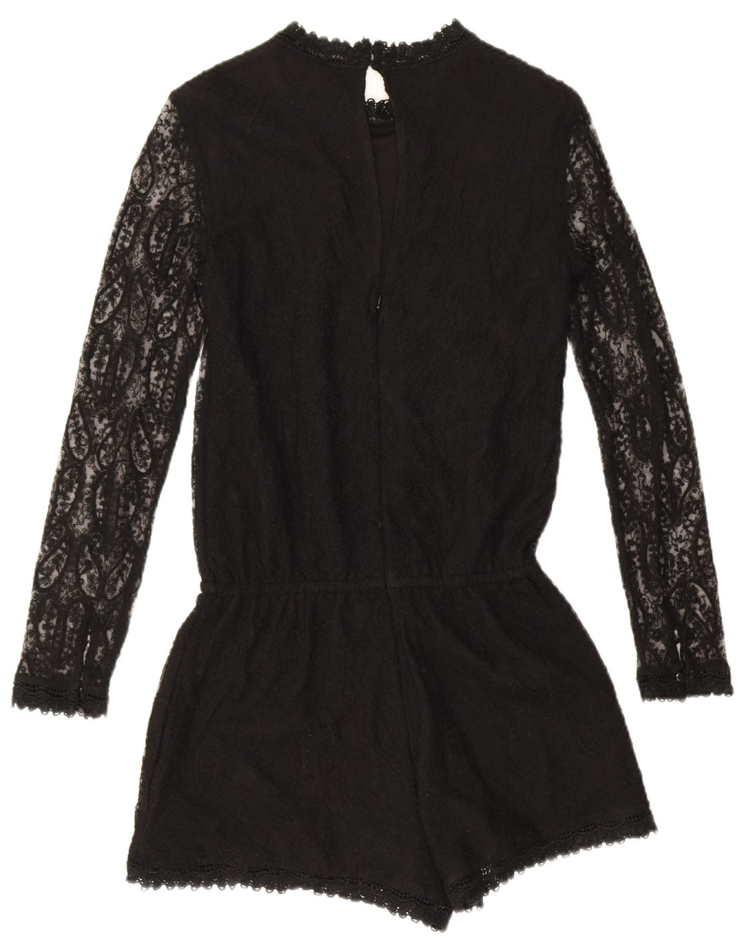 Zara Womens Long Sleeve Playsuit UK 10 Small  Black Paisley Polyester