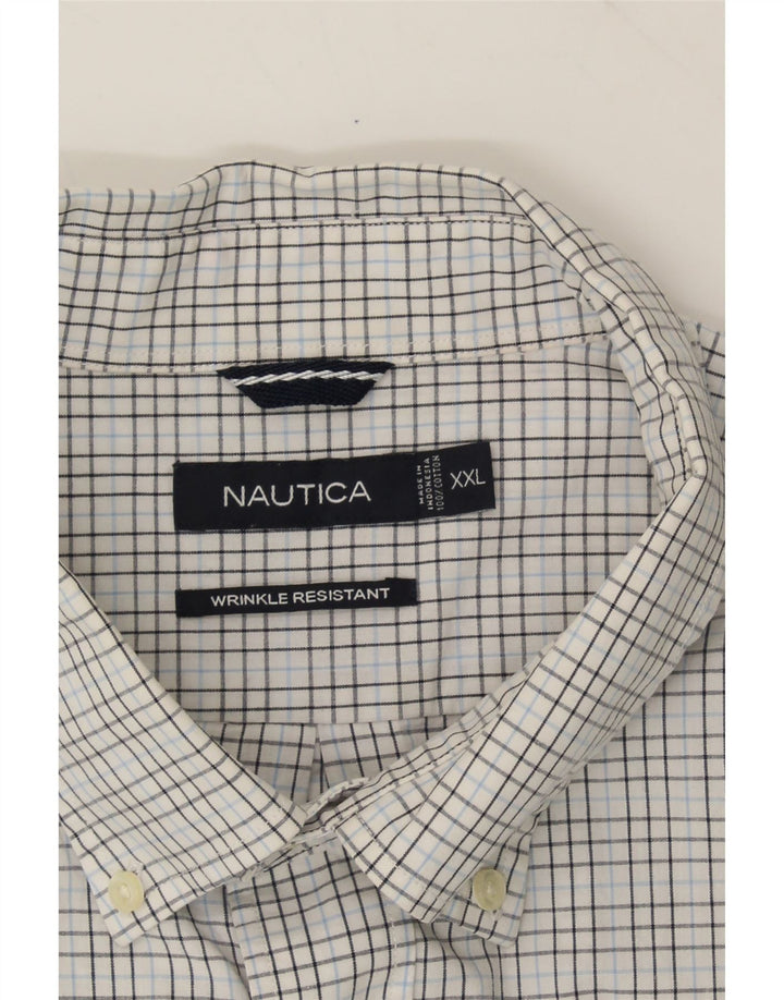 NAUTICA Mens Shirt 2XL White Check Cotton Vintage Nautica and Second-Hand Nautica from Messina Hembry 