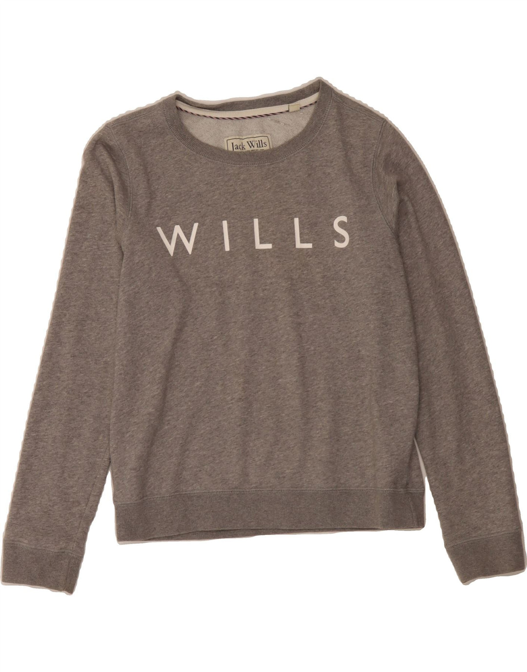 JACK WILLS Womens Oversized Graphic Sweatshirt Jumper UK 10 Small  Grey Vintage Jack Wills and Second-Hand Jack Wills from Messina Hembry 