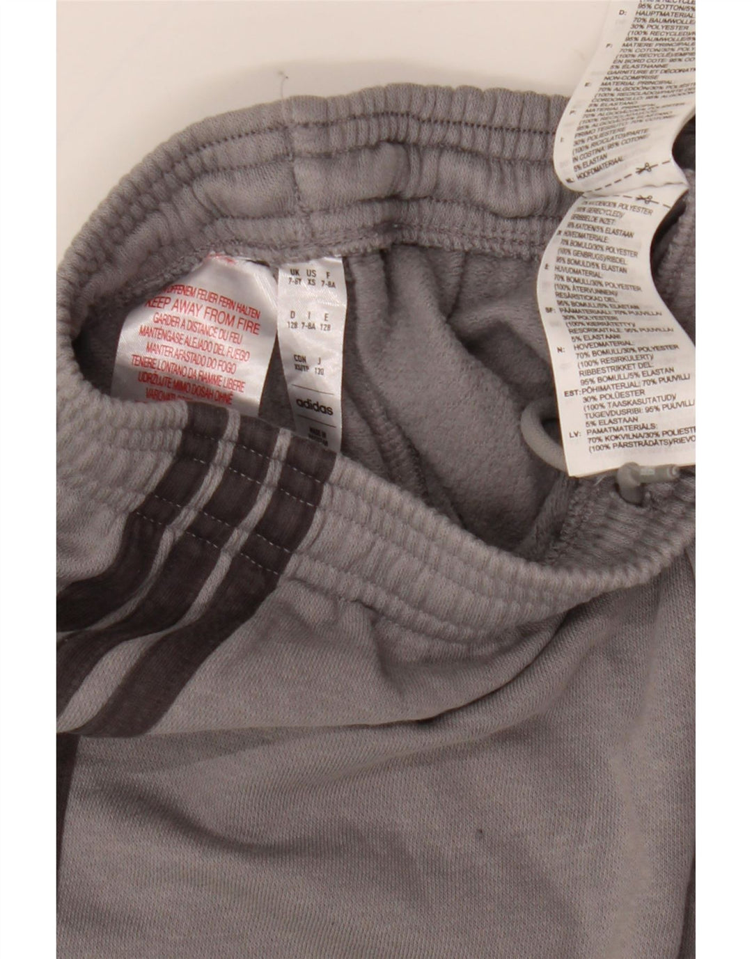 Adidas Boys Tracksuit Trousers Joggers 7-8 Years Grey Cotton