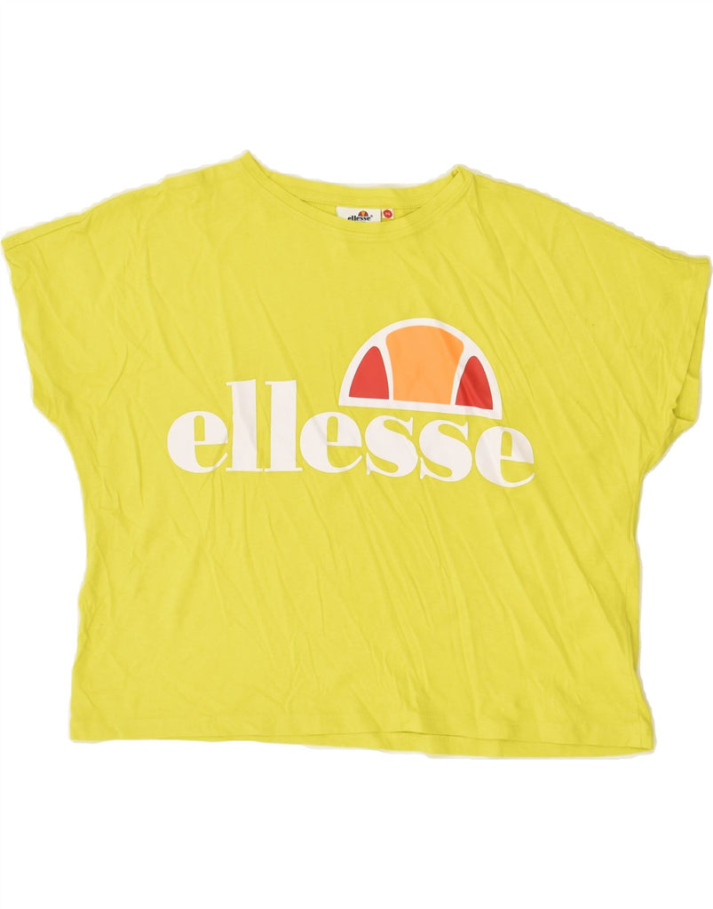 ELLESSE Womens Crop Graphic T-Shirt Top UK 6 XS Yellow Cotton | Vintage Ellesse | Thrift | Second-Hand Ellesse | Used Clothing | Messina Hembry 