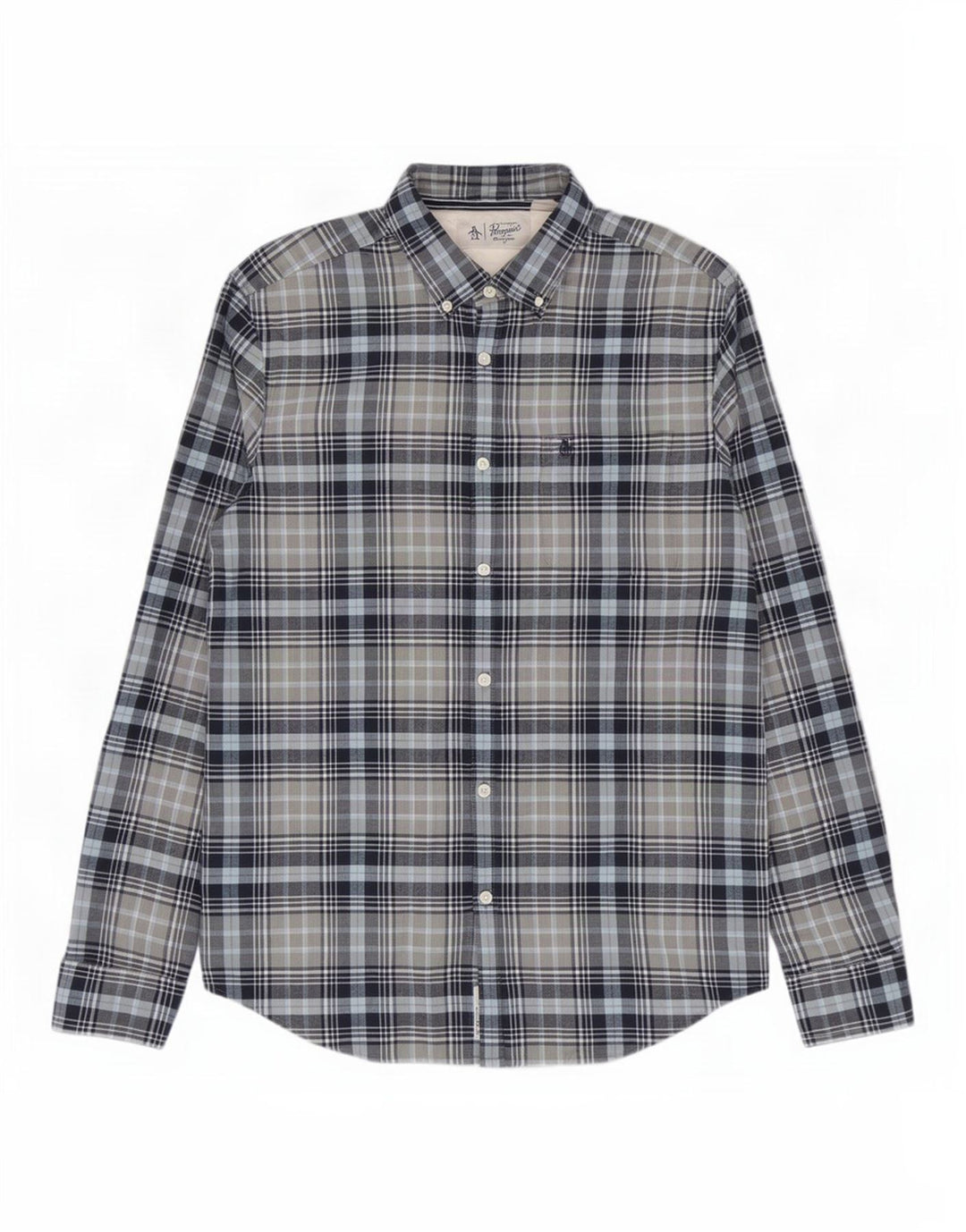 Penguin Mens Flannel Shirt Large Blue Check Cotton