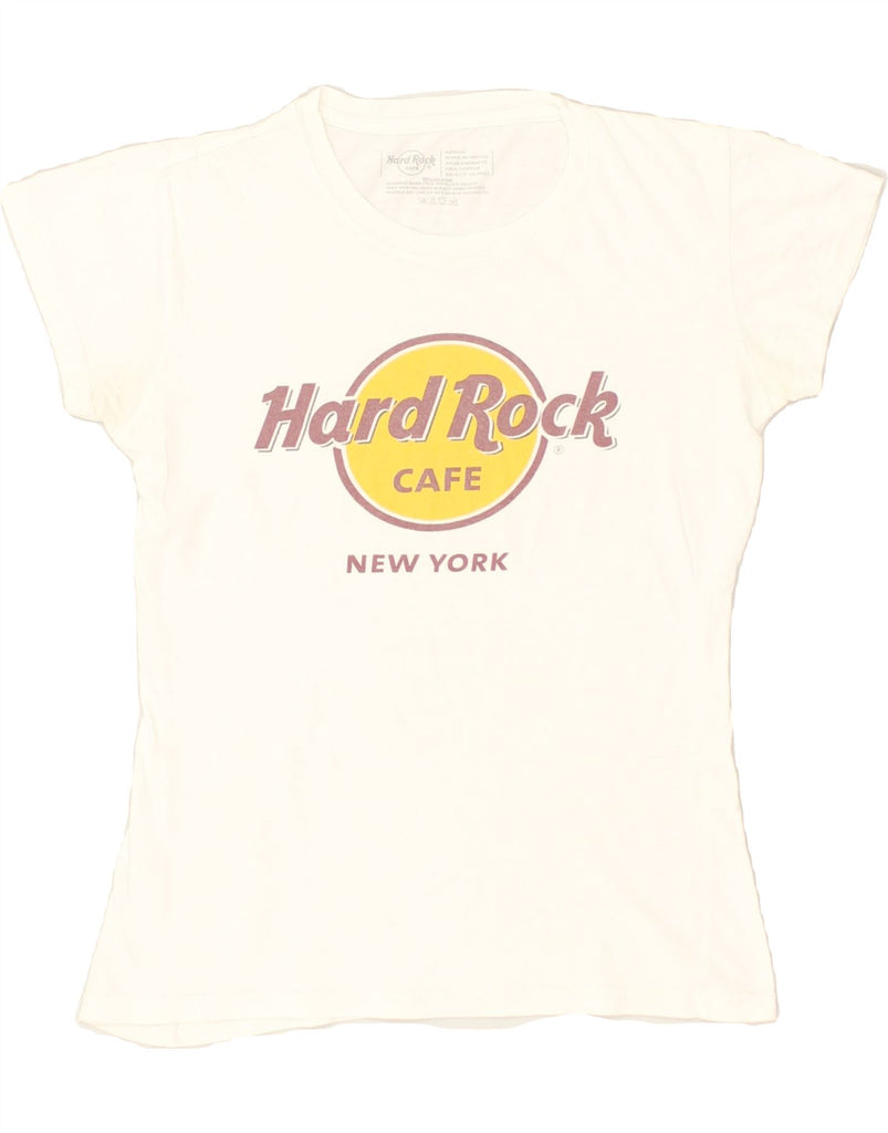 HARD ROCK CAFE Womens New York Graphic T-Shirt Top UK 6 XS White Cotton | Vintage Hard Rock Cafe | Thrift | Second-Hand Hard Rock Cafe | Used Clothing | Messina Hembry 