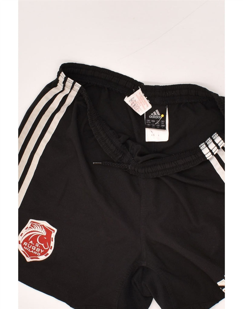 ADIDAS Boys AS Rugby Milano Graphic Sport Shorts 13-14 Years Black | Vintage Adidas | Thrift | Second-Hand Adidas | Used Clothing | Messina Hembry 