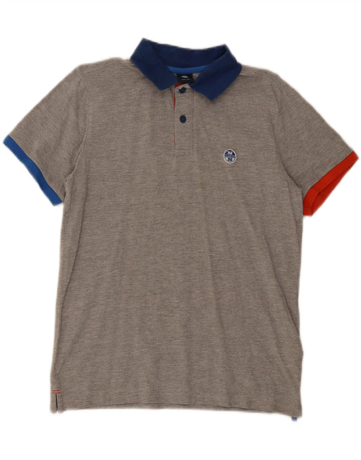 North Sails Mens Polo Shirt XS Grey Colourblock Cotton