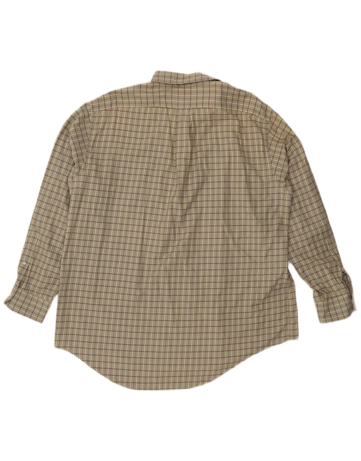 LANDS END Mens Shirt 2XL Beige Check