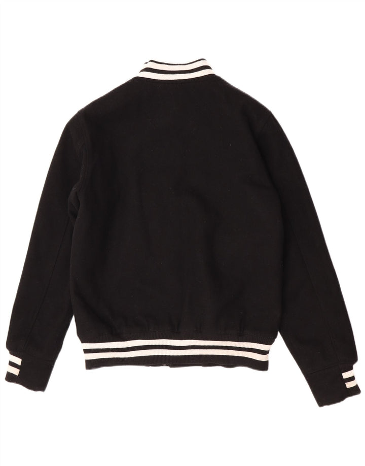 DC Mens Graphic Varsity Jacket UK 36 Small Black Wool