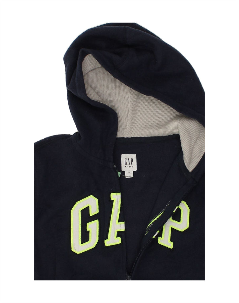 GAP Boys Graphic Zip Hoodie Sweater 10-11 Years Medium Navy Blue Polyester | Vintage Gap | Thrift | Second-Hand Gap | Used Clothing | Messina Hembry 