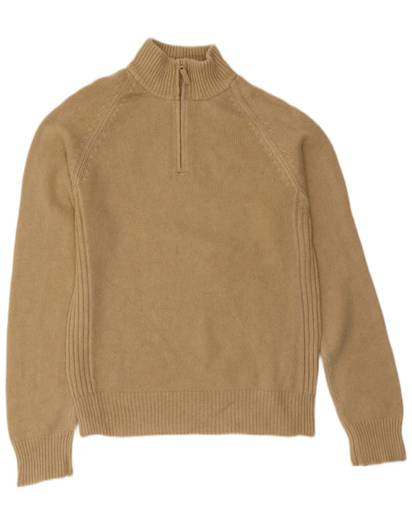 Timberland Mens Zip Neck Jumper Sweater 2XL Beige Lambswool