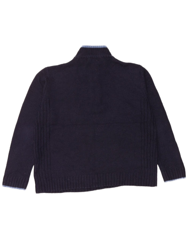 PIERRE CARDIN Womens Zip Neck Jumper Sweater UK 14 Large Navy Blue Acrylic