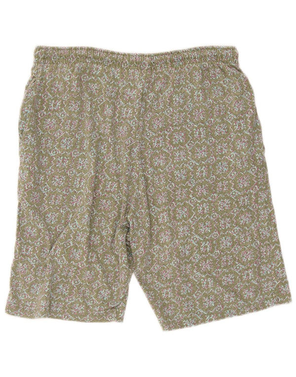 Vintage Mens Sport Shorts Large Green Floral Cotton