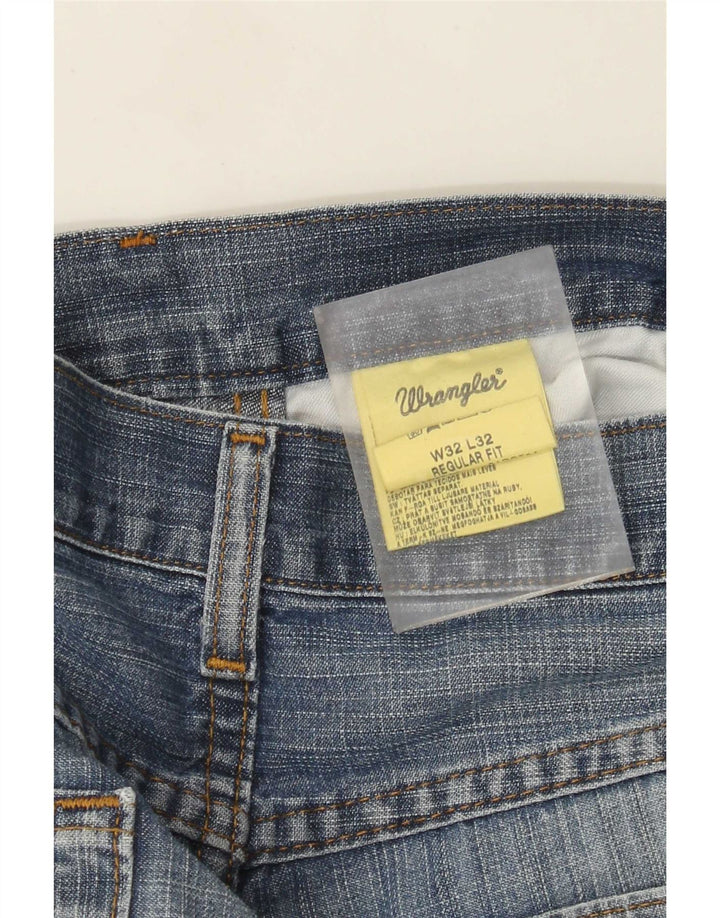 Wrangler Mens Regular Fit Straight Jeans W32 L32 Blue Cotton
