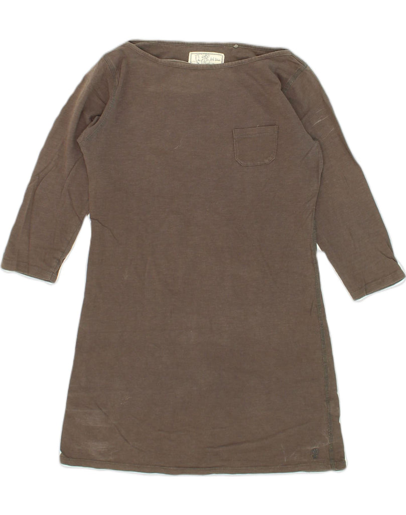 FAT FACE Womens 3/4 Sleeve T-Shirt Dress UK 10 Small  Brown Cotton | Vintage Fat Face | Thrift | Second-Hand Fat Face | Used Clothing | Messina Hembry 