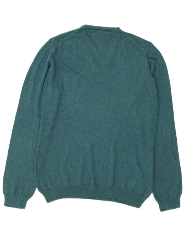 John Lewis Mens V-Neck Jumper Sweater Medium Blue Cotton
