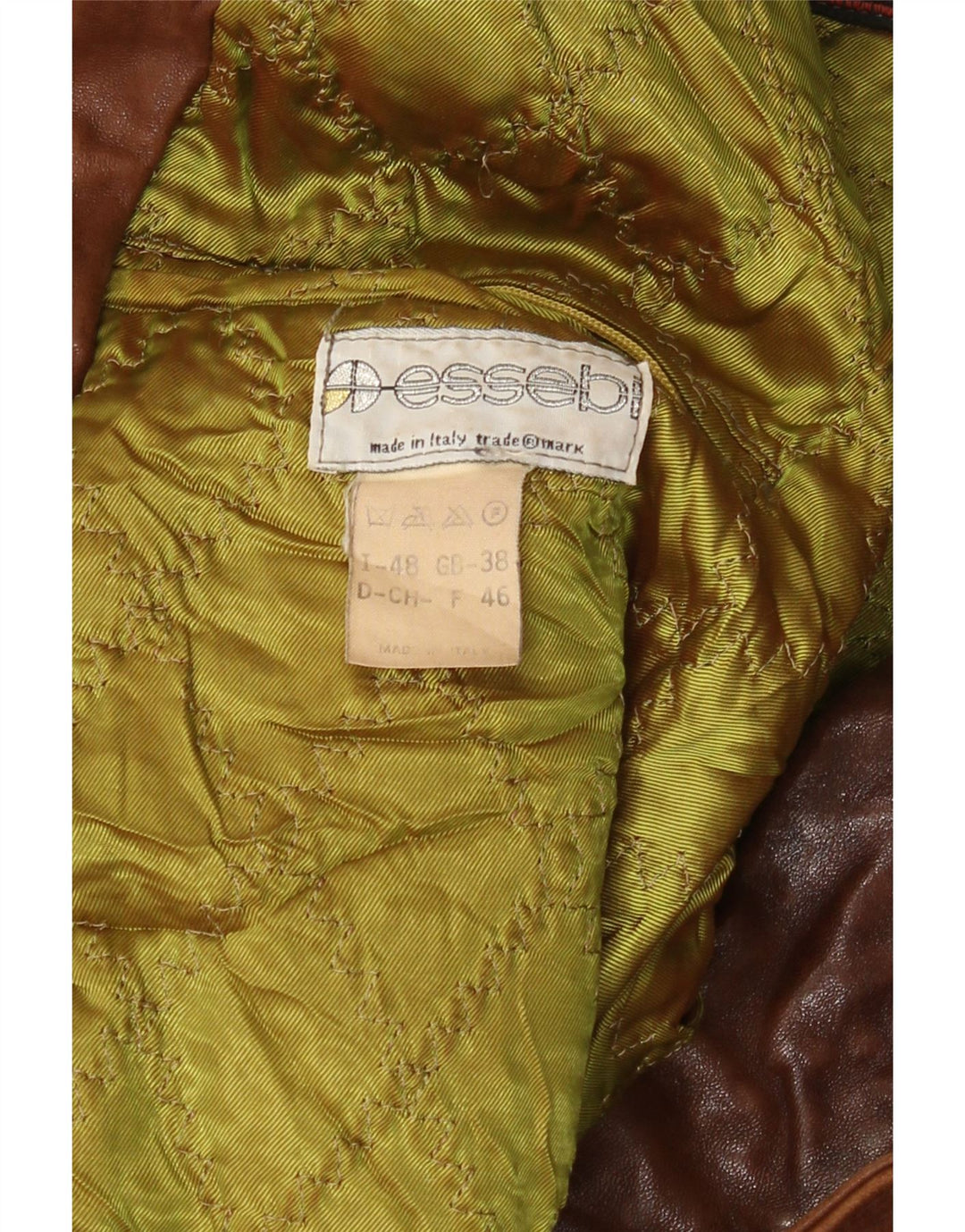 ESSEBI Mens Leather Jacket UK 38 Medium Brown Leather Vintage Essebi and Second-Hand Essebi from Messina Hembry 