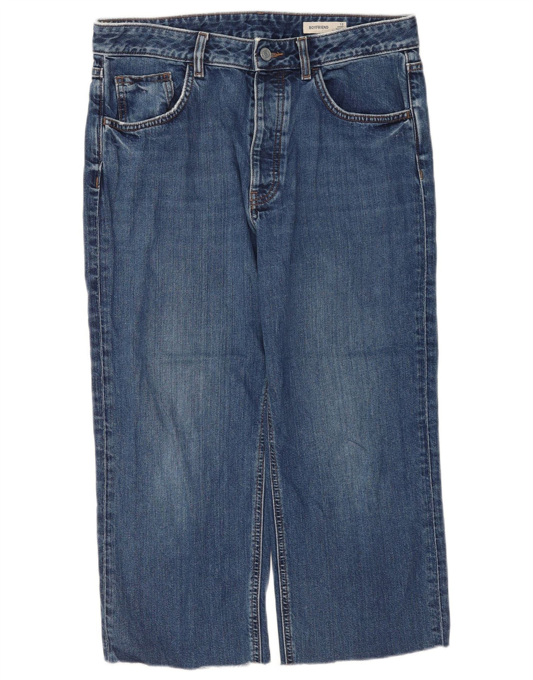 Marks & Spencer Womens Boyfriend Capri Jeans UK 12 Medium W32 L22 Blue