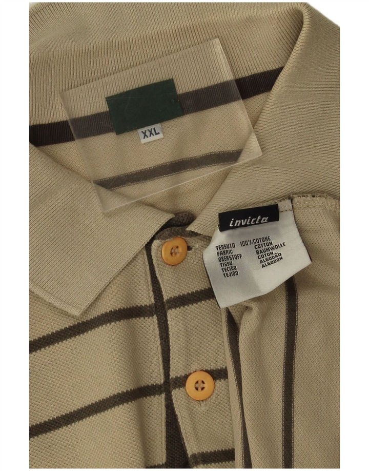 Invicta Mens Polo Shirt 2XL Beige Striped Cotton