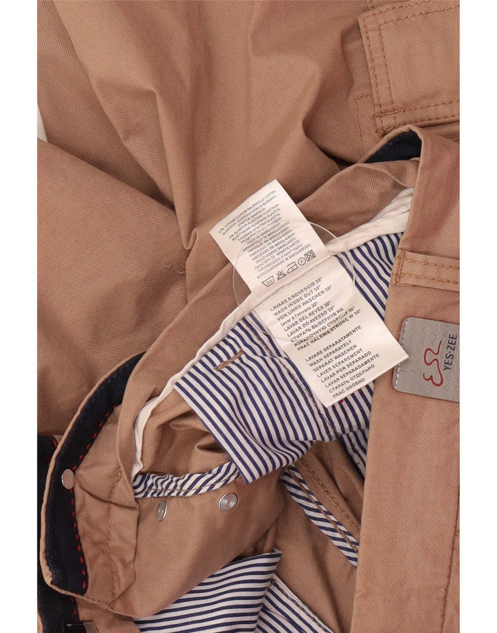 Yes Zee Mens Cargo Shorts W33 Medium Beige Cotton