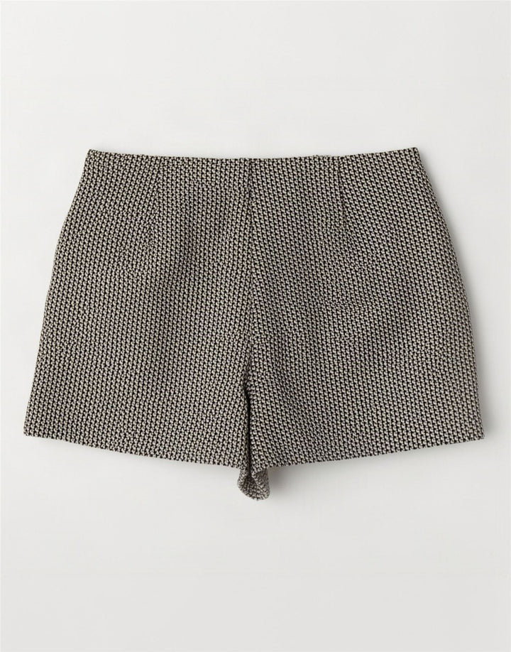 Zara Womens High Waist Hot Pants Large W30 Beige Geometric