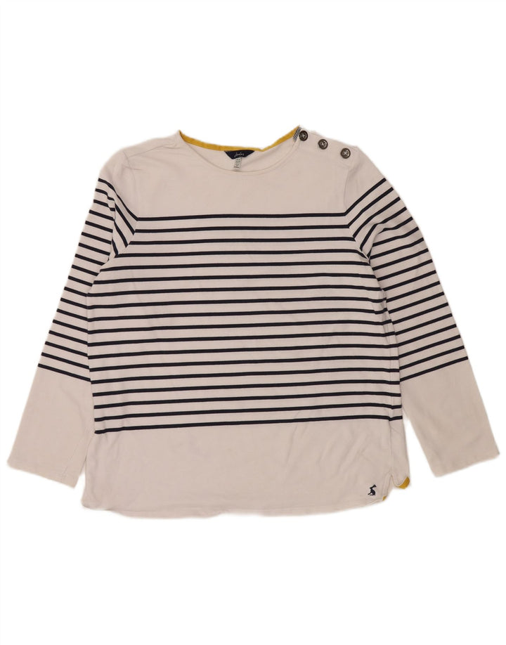 JOULES Womens Top Long Sleeve UK 16 Large White Striped Cotton