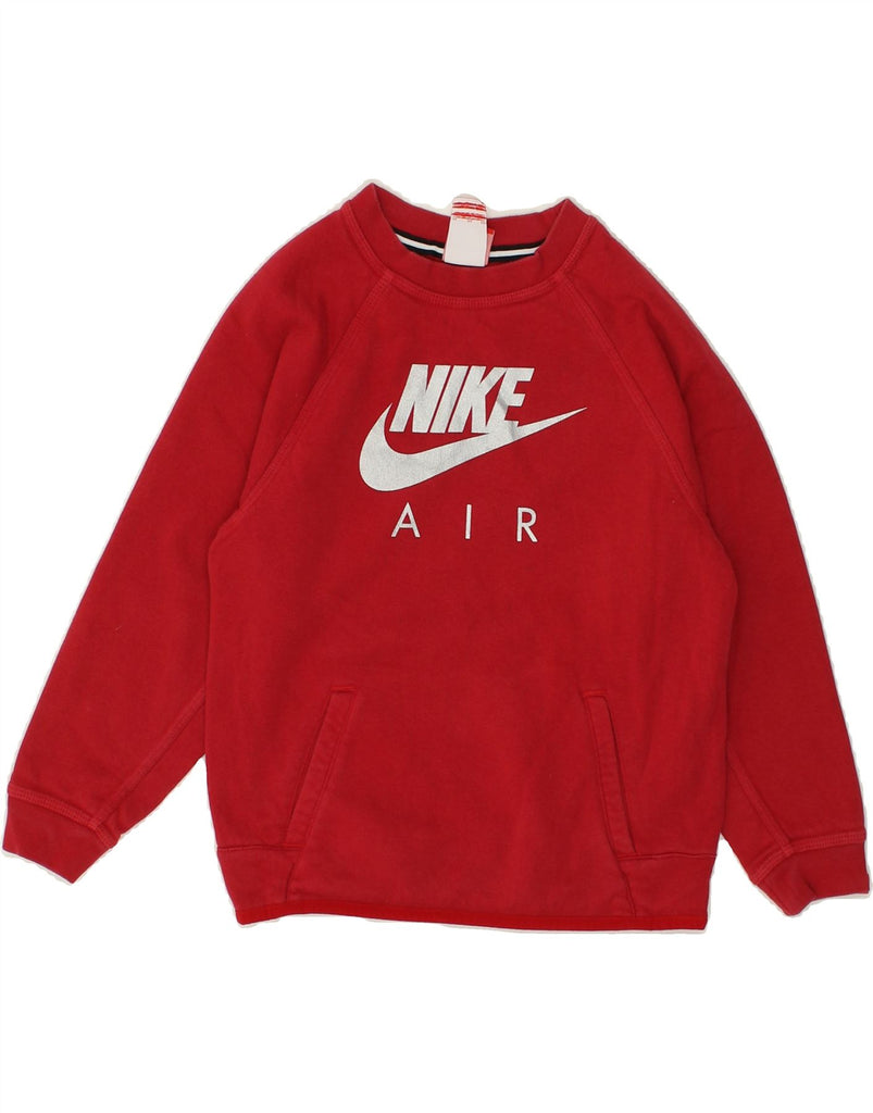 NIKE Girls Air Graphic Sweatshirt Jumper 7-8 Years XL Red Cotton | Vintage Nike | Thrift | Second-Hand Nike | Used Clothing | Messina Hembry 