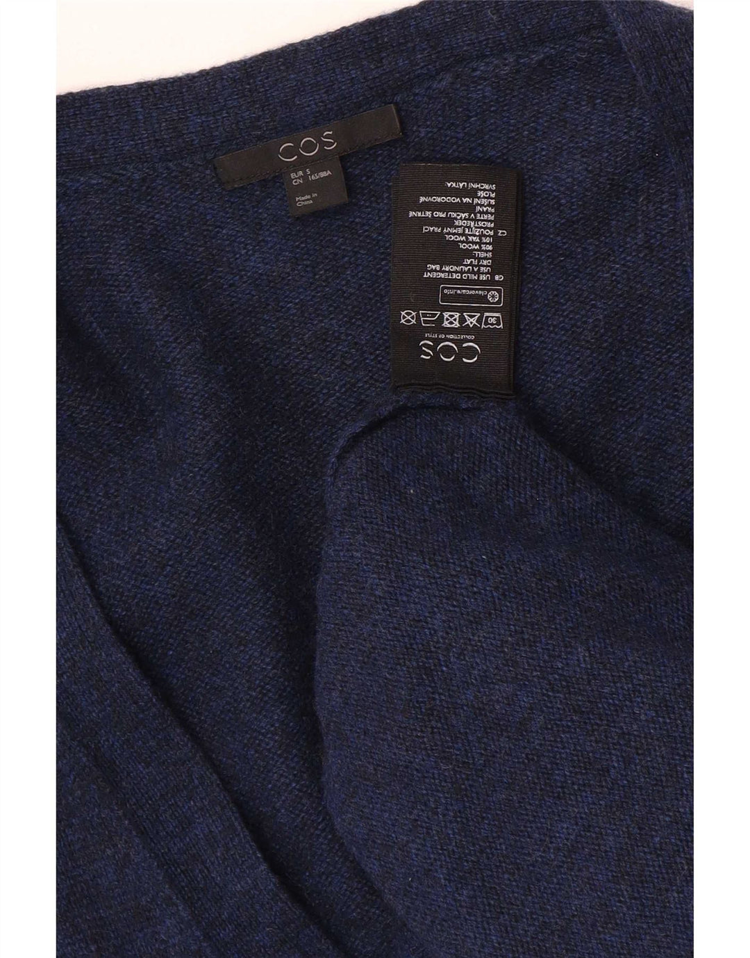 Cos Womens Longline Oversized Cardigan Sweater UK 10 Small Navy Blue Wool