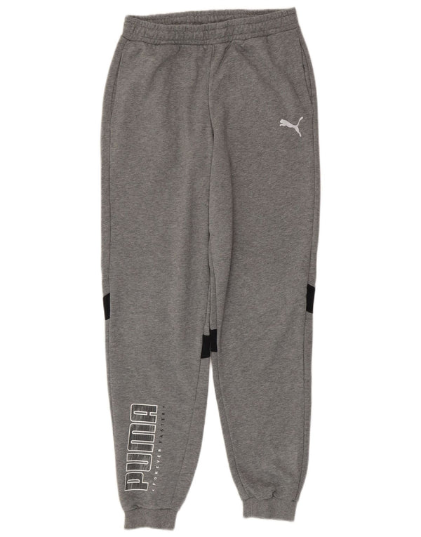 Puma Boys Graphic Tracksuit Trousers Joggers 15-16 Years Grey Flecked