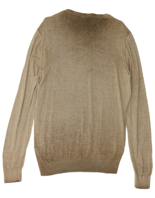 ARMANI JEANS Mens Boat Neck Jumper Sweater 2XL Khaki Cotton
