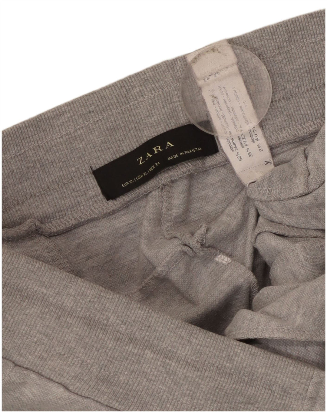 Zara Mens Crop Tracksuit Trousers Joggers XL Grey Cotton
