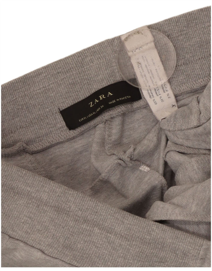 Zara Mens Crop Tracksuit Trousers Joggers XL Grey Cotton