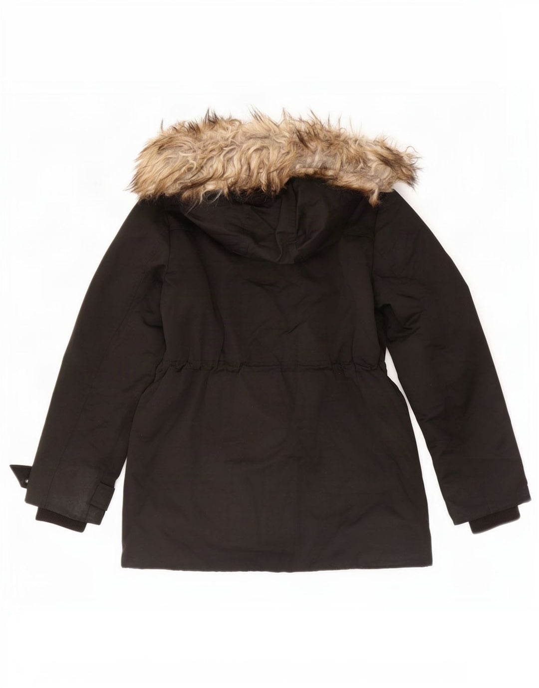 Topshop Womens Hooded Parka Jacket UK 8 Small Black Polyester