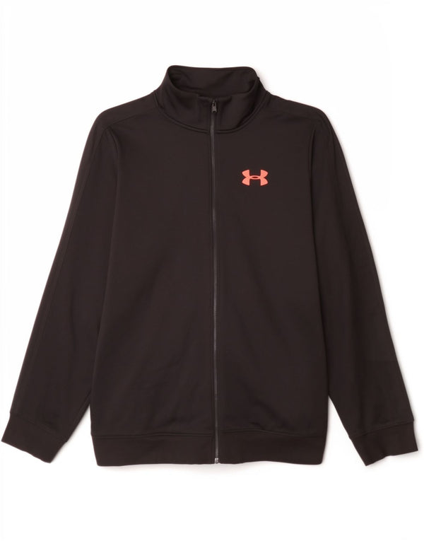 Under Armour Boys Tracksuit Top Jacket 14-15 Years XL Black Polyester