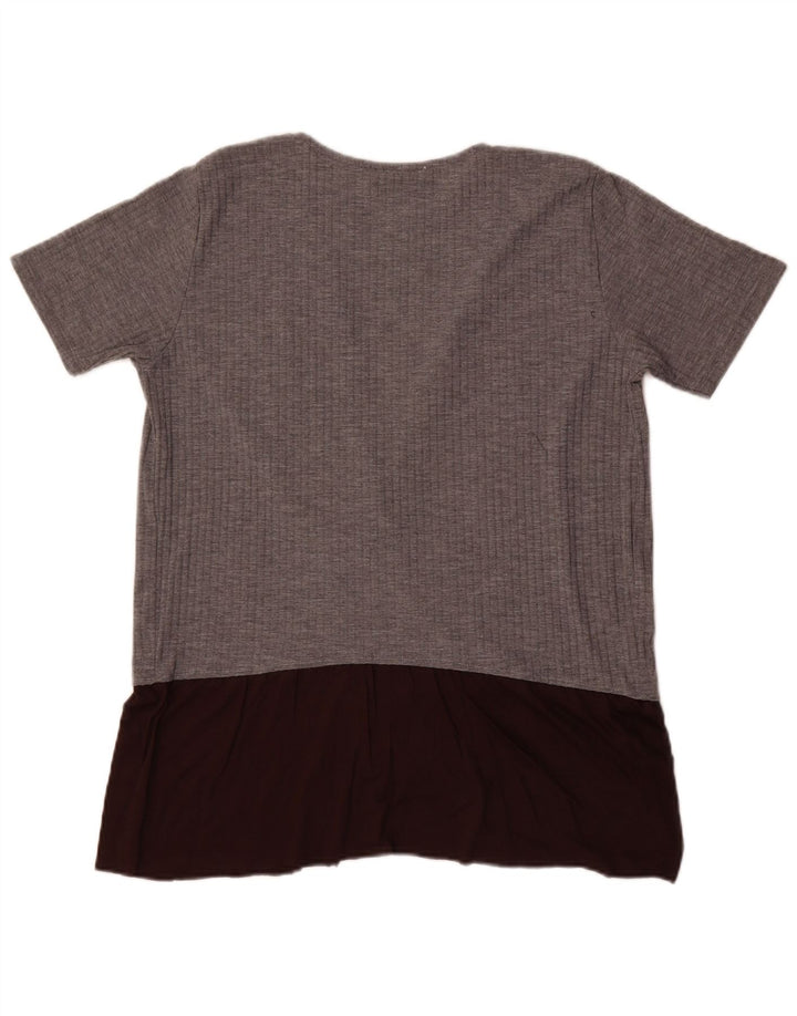 Zara Womens Blouse Top UK 16 Large Grey Colourblock