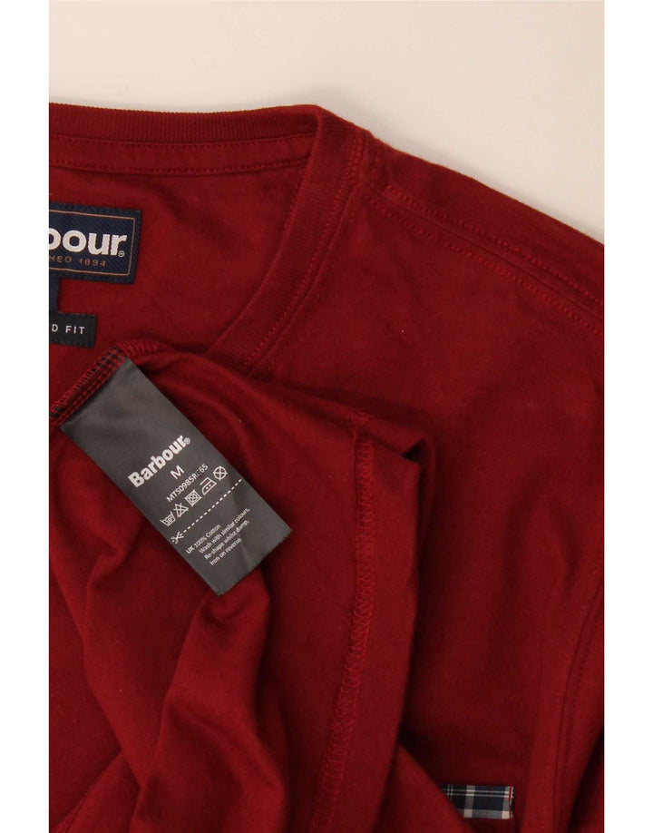 Barbour Mens Tailored Fit T-Shirt Top Medium Burgundy Cotton
