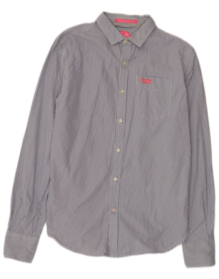 Superdry Mens Shirt Medium Blue Pinstripe Cotton