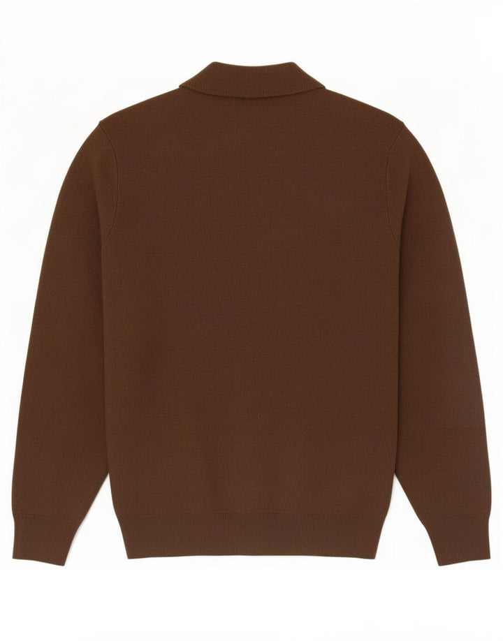 Zara Mens Zip Neck Jumper Sweater Medium Brown Cotton