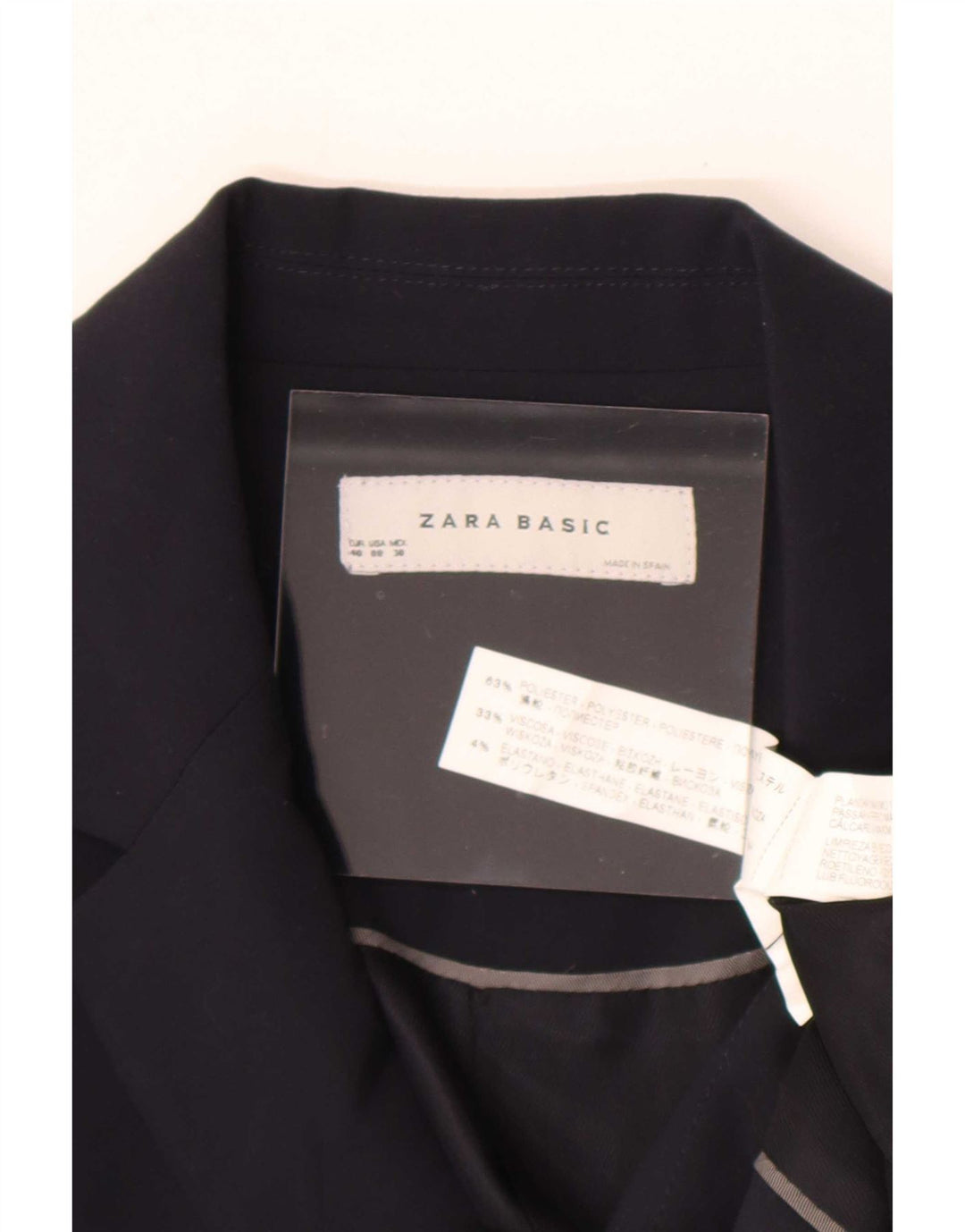 Zara Womens 1 Button Blazer Jacket EU 40 Medium Navy Blue Polyester
