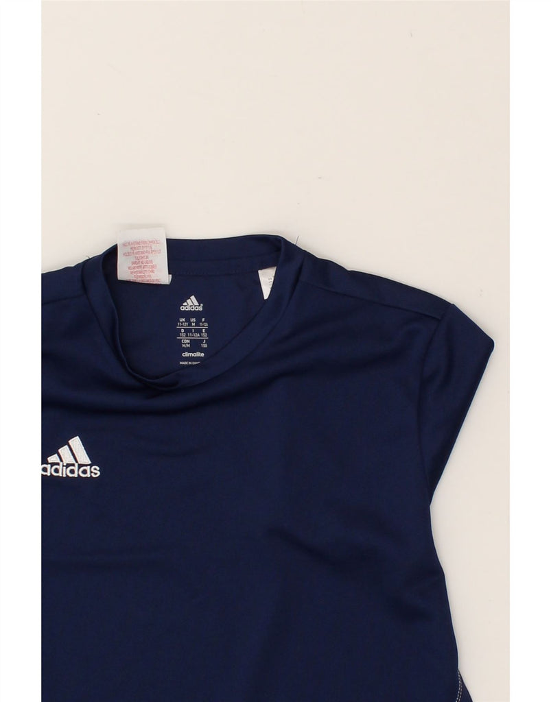 ADIDAS Boys Climalite Graphic T-Shirt Top 11-12 Years Navy Blue Polyester | Vintage Adidas | Thrift | Second-Hand Adidas | Used Clothing | Messina Hembry 