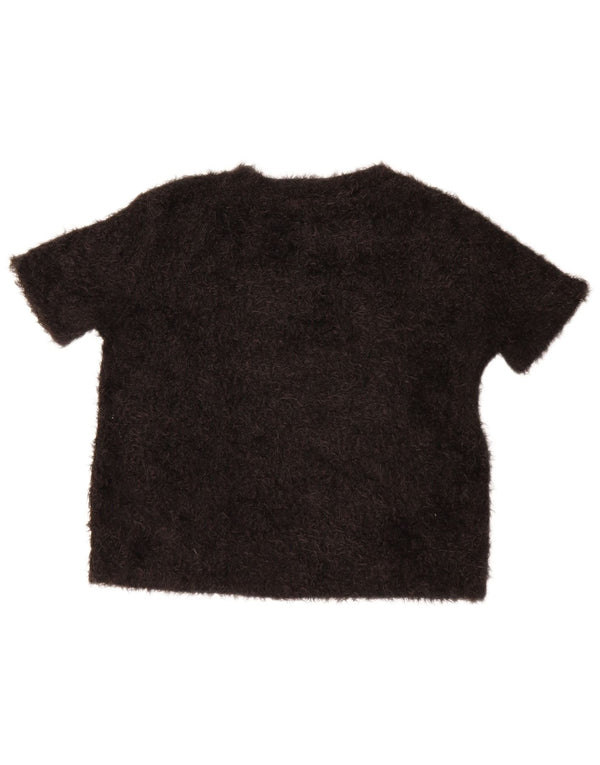 Zara Womens Crop Blouse Top UK 14 Medium Black Polyester