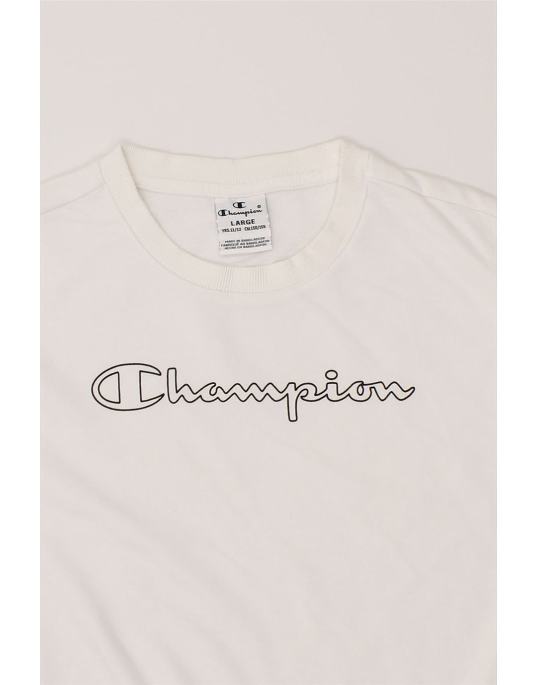 CHAMPION Boys Graphic Sweatshirt Jumper 11-12 Years Large White Cotton Vintage Champion and Second-Hand Champion from Messina Hembry 