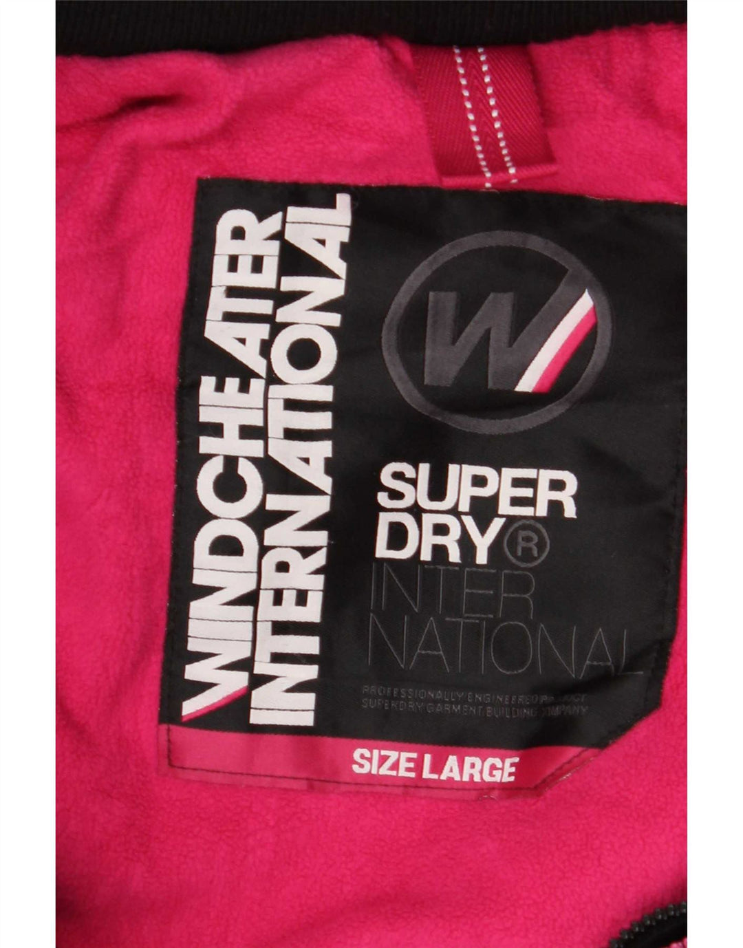 Superdry Womens Windcheater Graphic Windbreaker Jacket UK 16 Large Black