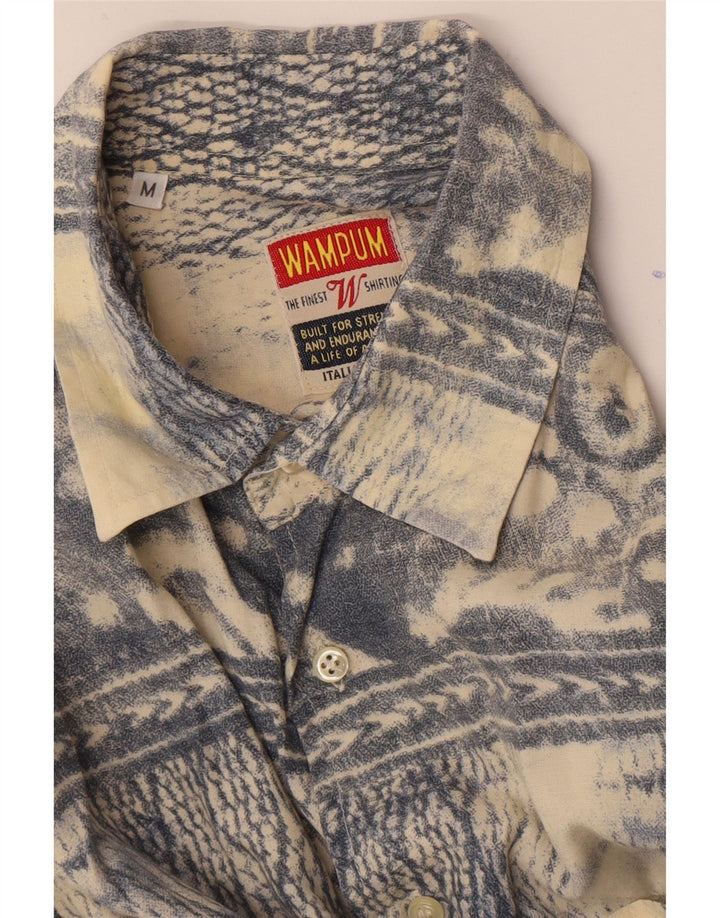 Wampum Mens Short Sleeve Abstract Pattern Shirt Medium Blue