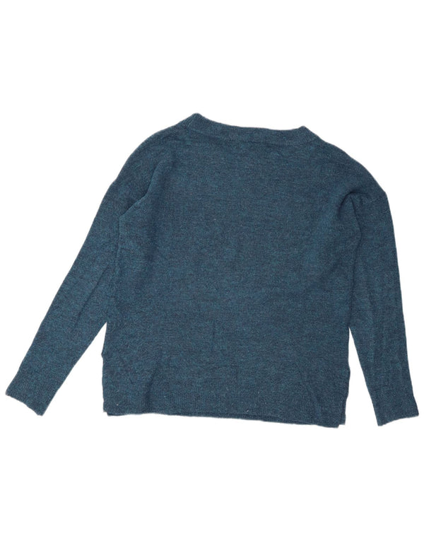 Gap Womens Boat Neck Jumper Sweater UK 14 Medium Blue Flecked Acrylic