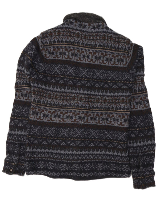 Zara Boys Overshirt Shirt 15-16 Years Medium Navy Blue Fair Isle Acrylic