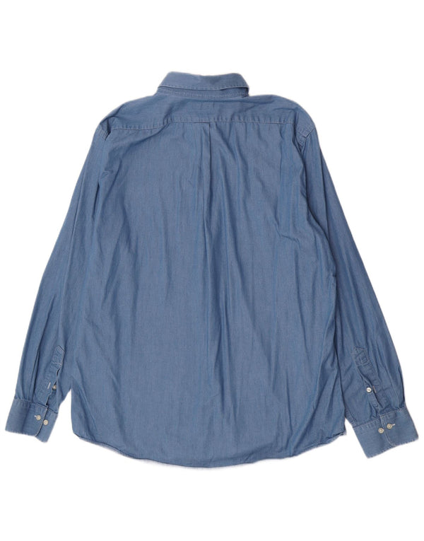 Ralph Lauren Mens Shirt Size 44 17 1/2 XL Blue Cotton