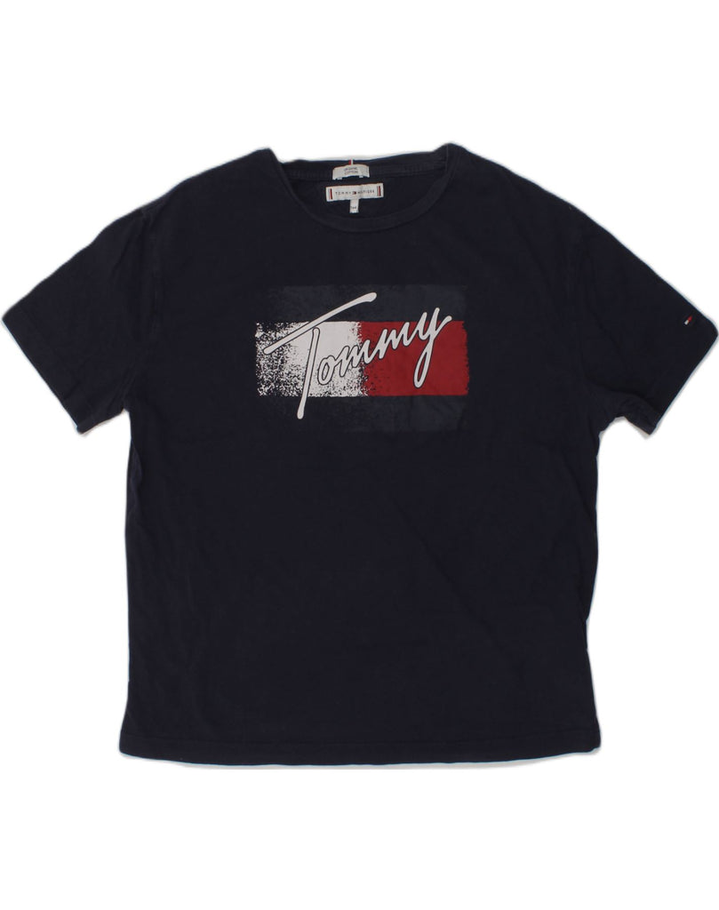 TOMMY HILFIGER Boys Graphic T-Shirt Top 13-14 Years Navy Blue Cotton | Vintage Tommy Hilfiger | Thrift | Second-Hand Tommy Hilfiger | Used Clothing | Messina Hembry 