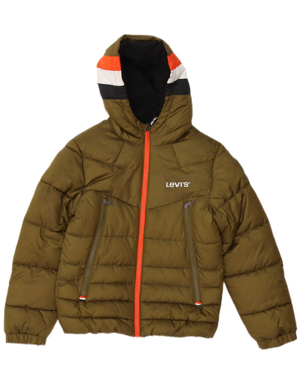 Levi's Boys Hooded Padded Jacket 11-12 Years Khaki Colourblock Polyester